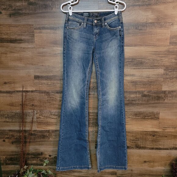 Silver Jeans Size 25 Pica Slightly Curvy Mid Rise Flare Bell Bottom NWT - Picture 1 of 11